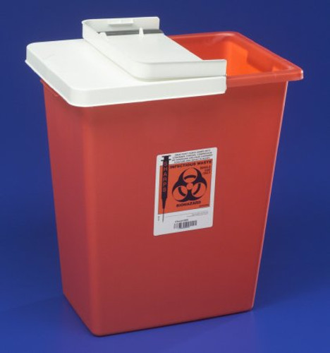 Sharps Container SharpSafety 17-1/2 H X 15-1/2 W X 11 D Inch 8 Gallon Red Base / White Lid Horizontal Entry Gasketed Hinged Lid 8997