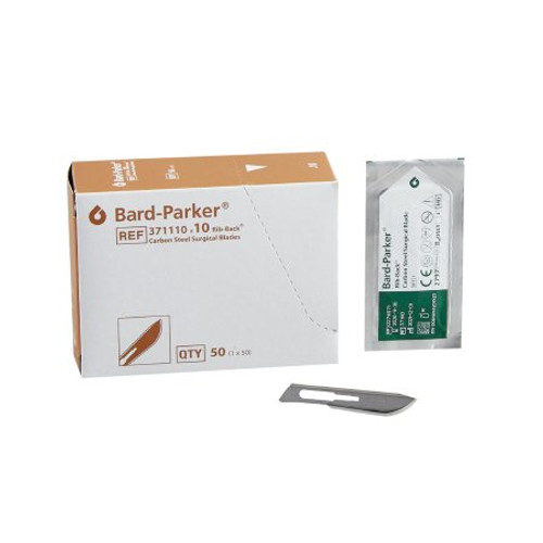 Surgical Blade Bard-Parker Rib-Back Carbon Steel No. 10 Sterile Disposable Individually Wrapped 371110