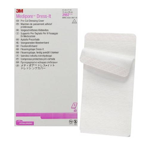 Dressing Retention Tape with Liner 3M Medipore Dress-It Pre-Cut Pad Soft Cloth 5-7/8 X 11 Inch White NonSterile 2957