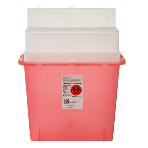 Sharps Container Sharps-A-Gator 12-1/4 H X 11 W X 4-1/4 D Inch 1.25 Gallon Translucent Red Base / Translucent Lid Horizontal Entry Flap Lid 31144010