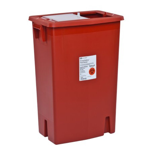 Sharps Container SharpSafety 18-3/4 H X 18-1/4 W X 12-3/4 D Inch 12 Gallon Red Base / Clear Lid Vertical Entry Sliding Lid 8935