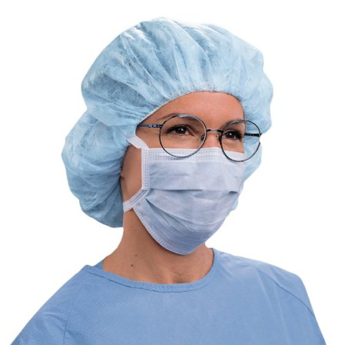 Surgical Mask Anti-fog Foam Pleated Tie Closure One Size Fits Most Blue NonSterile Not Rated Adult 49214