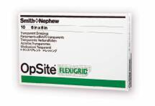 Transparent Film Dressing OpSite Flexigrid Rectangle 6 X 8 Inch 2 Tab Delivery Without Label Sterile 66024631