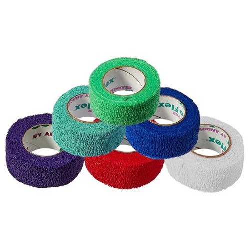 Cohesive Bandage CoFlex 1-1/2 Inch X 5 Yard 14 lbs. Tensile Strength Self-adherent Closure Teal / Blue / White / Purple / Red / Green NonSterile 3150RB Case/48