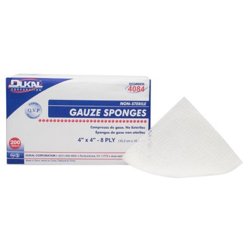 Gauze Sponge Dukal Cotton 8-Ply 4 X 4 Inch Square NonSterile 4084