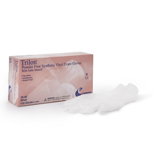 Exam Glove Trilon Small NonSterile Vinyl Standard Cuff Length Smooth Clear Not Chemo Approved WITH PROP. 65 WARNING 25-92