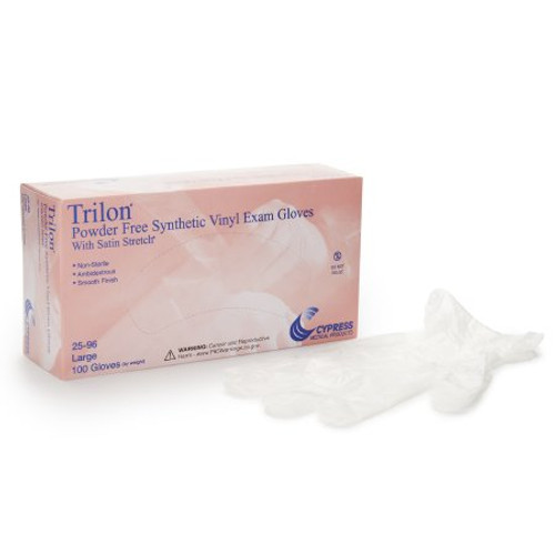 Exam Glove Trilon Large NonSterile Vinyl Standard Cuff Length Smooth Clear Not Chemo Approved WITH PROP. 65 WARNING 25-96