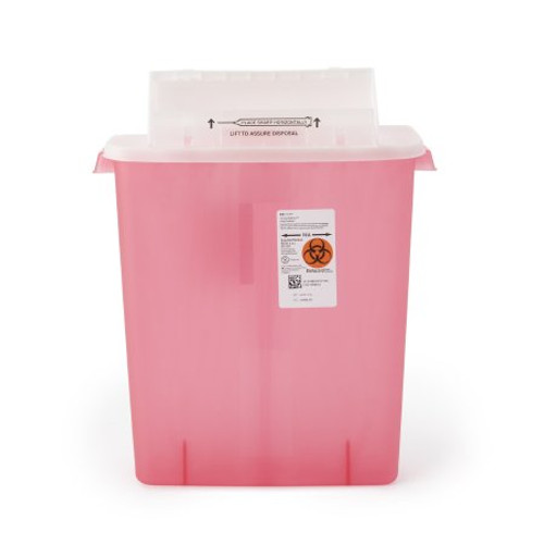 Sharps Container SharpStar In-Room 16-1/2 H X 13-3/4 W X 6 D Inch 3 Gallon Translucent Red Base / Translucent Lid Horizontal Entry Counter Balanced Door Lid 8537SA