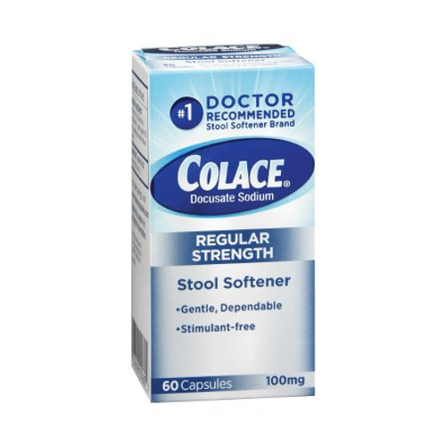 Stool Softener Colace Capsule 60 per Bottle 100 mg Strength Docusate Sodium 67618010160 Each/1