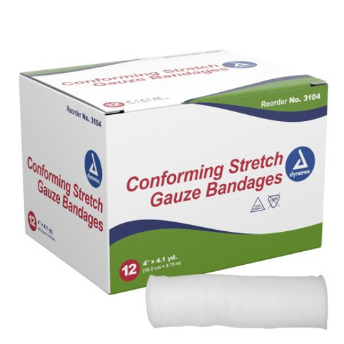 Conforming Bandage Dynarex Polyester 4 Inch X 4-1/10 Yard Roll NonSterile 3104 Box/12