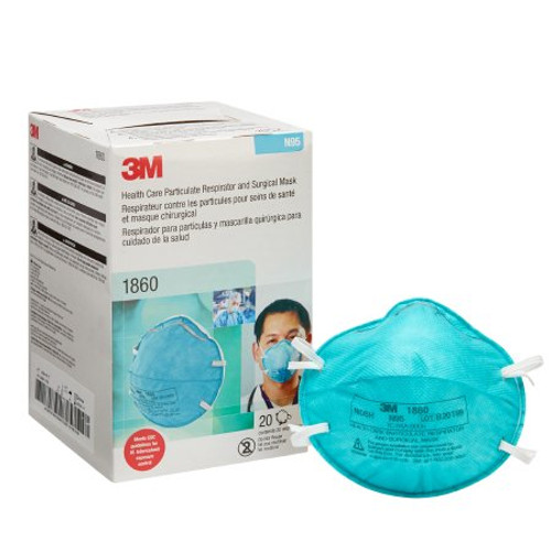 Particulate Respirator / Surgical Mask 3M Medical N95 Cup Elastic Strap One Size Fits Most Blue NonSterile ASTM F1862 Adult 1860