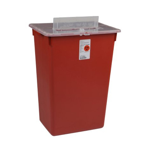 Sharps Container Sharps-A-Gator 14 H X 15-1/2 W X 12 D Inch 7 Gallon Red Base / Clear Lid Vertical Entry Hinged Split Lid 31156550
