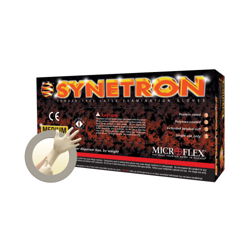 Exam Glove Synetron Small NonSterile Latex Extended Cuff Length Fully Textured White Not Chemo Approved SY-911-S Case/500