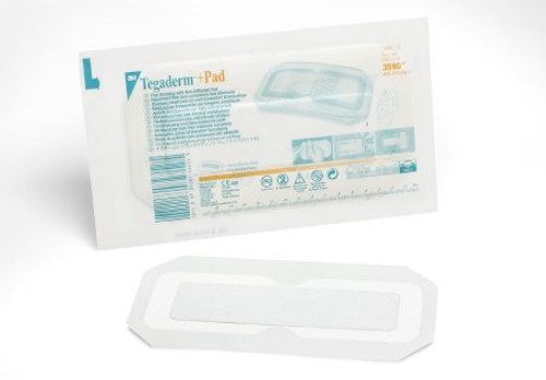 Transparent Film Dressing with Pad 3M Tegaderm Rectangle 3-1/2 X 8 Inch Frame Style Delivery Without Label Sterile 3590