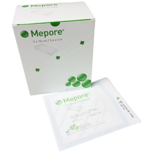 Adhesive Dressing Mepore 3-3/5 X 4 Inch Nonwoven Spunlace Polyester Rectangle White Sterile 670900