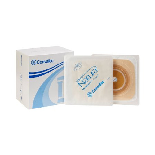 Ostomy Barrier Sur-Fit Natura Trim to Fit Standard Wear Stomahesive Tan Tape 45 mm Flange Sur-Fit Natura System Hydrocolloid Up to 1 to 1-1/4 Inch Opening 4 X 4 Inch 125264