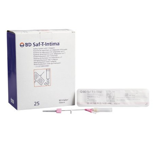 Closed IV Catheter Saf-T-Intima 20 Gauge 1 Inch Retracting Safety Needle 383336