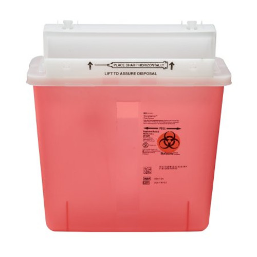 Sharps Container SharpStar In-Room 12-1/2 H X 5-1/2 D X 10-3/4 W Inch 1.25 Gallon Translucent Red Base / Translucent Lid Horizontal Entry Counter Balanced Door Lid 8507SA