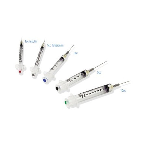 Syringe with Hypodermic Needle VanishPoint 3 mL 22 Gauge 1-1/2 Inch Attached Needle Retractable Needle 10341