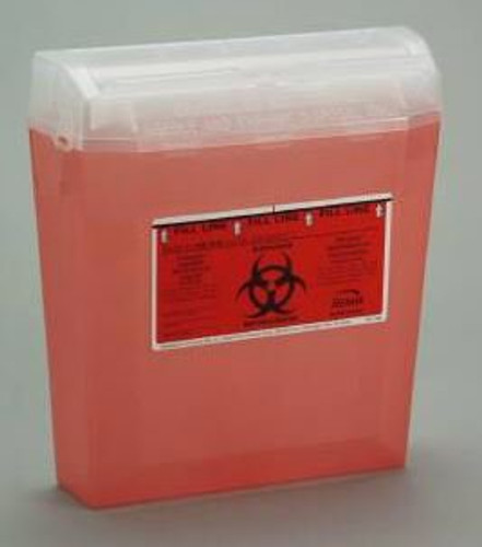 Sharps Container Wall Safe 12 H X 11 L X 4-1/4 W Inch 1.25 Gallon Translucent Red Base / Translucent Lid Horizontal Entry Rotating Lid 150 030