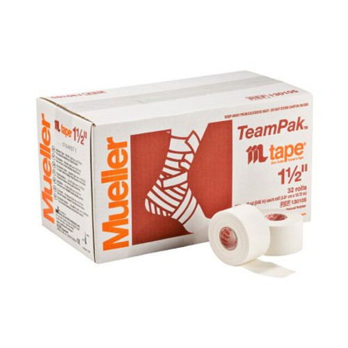 Athletic Tape Mueller Mtape Easy Tear Cotton / Zinc Oxide 1-1/2 Inch X 15 Yard White NonSterile 130105 Case/32