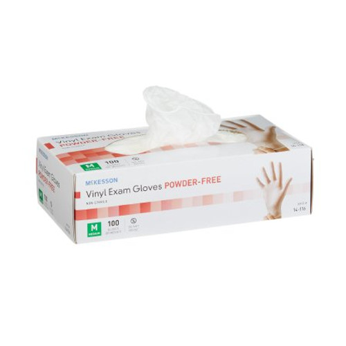 Exam Glove McKesson Medium NonSterile Vinyl Standard Cuff Length Smooth Clear Not Chemo Approved 14-116
