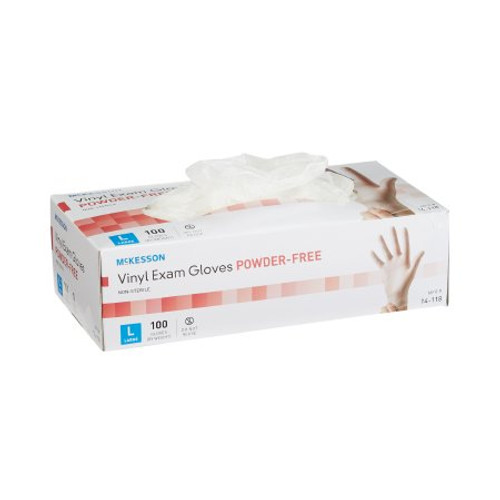 Exam Glove McKesson Large NonSterile Vinyl Standard Cuff Length Smooth Clear Not Chemo Approved 14-118