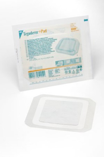 Transparent Film Dressing with Pad 3M Tegaderm Pad Square 6 X 6 Inch Frame Style Delivery Without Label Sterile 3588