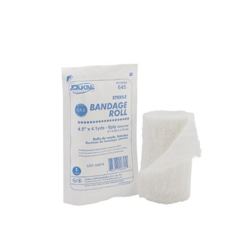 Fluff Bandage Roll Dukal Cotton 6-Ply 4-1/2 Inch X 4-1/10 Yard Roll Shape Sterile 645