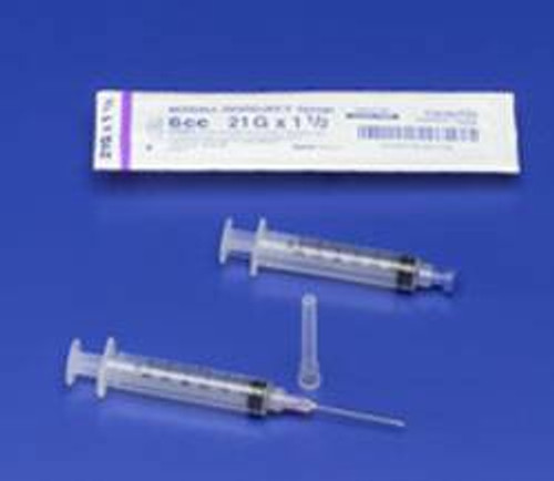 Syringe with Hypodermic Needle Monoject 6 mL 21 Gauge 1-1/2 Inch Detachable Needle Without Safety 1181621112