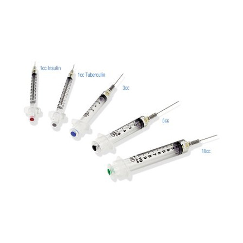 Syringe with Hypodermic Needle VanishPoint 5 mL 22 Gauge 1 Inch Attached Needle Retractable Needle 10531