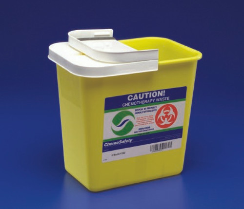 Chemotherapy Waste Container SharpSafety 26 H X 18-1/4 W X 12-3/4 D Inch 18 Gallon Yellow Base / White Lid Horizontal Entry Gasketed Hinged Lid 8989PG2