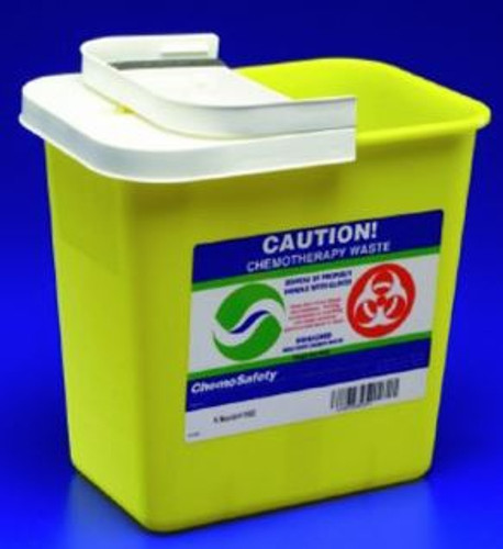 Chemotherapy Waste Container SharpSafety 18-3/4 H X 12-3/4 D X 18-1/4 W Inch 12 Gallon Yellow Base / White Lid Vertical Entry Gasketed Hinged Lid 8931PG2