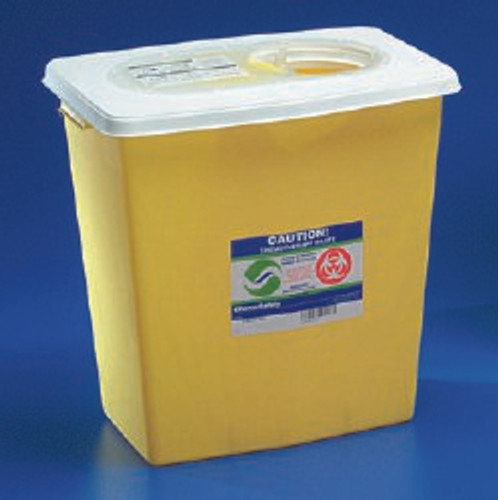 Chemotherapy Waste Container SharpSafety 18-3/4 H X 12-3/4 D X 18-1/4 W Inch 12 Gallon Yellow Base / White Lid Vertical Entry Gasketed Sliding Lid 8934PG2 Case/10