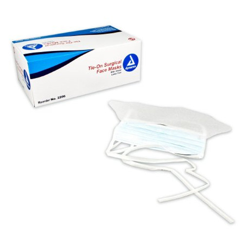 Surgical Mask with Eye Shield Dynarex Pleated Tie Closure One Size Fits Most White NonSterile ASTM Level 1 Adult 2206