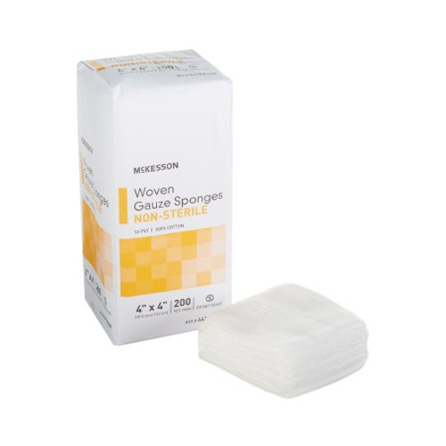 Gauze Sponge McKesson Cotton 12-Ply 4 X 4 Inch Square NonSterile 44122000