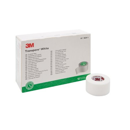 Medical Tape 3M Transpore White Bi-directional Tear Plastic 1 Inch X 10 Yard White NonSterile 1534-1