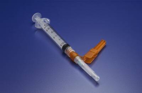 Syringe with Hypodermic Needle Needle-Pro 3 mL 23 Gauge 1 Inch Detachable Needle Hinged Safety Needle 4236