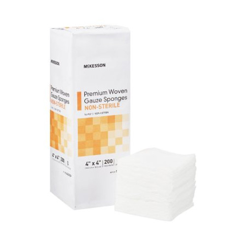 Gauze Sponge McKesson Woven Cotton 16-Ply 4 X 4 Inch Square NonSterile 16442000