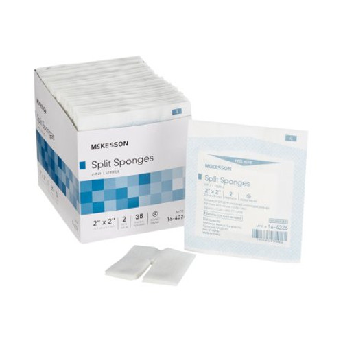 Split Sponge McKesson Polyester / Rayon 2 X 2 Inch Sterile 16-4226