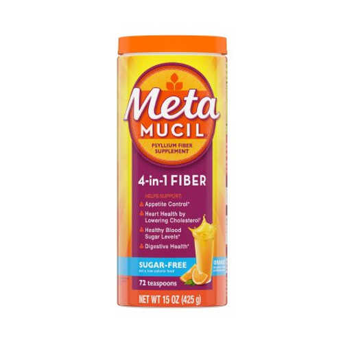 Fiber Supplement Metamucil Orange Flavor Powder 15 oz. 3.4 Gram Strength Psyllium Husk 37000002402 Bottle/1