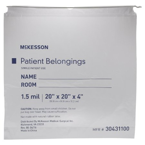 Patient Belongings Bag McKesson 4 X 20 X 20 Inch Polyethylene Drawstring Closure Clear 30431100