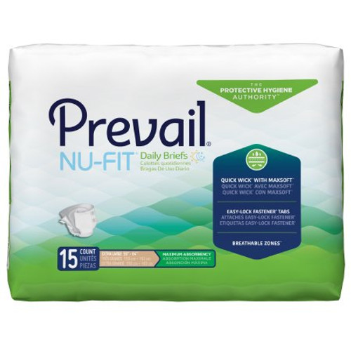 Unisex Adult Incontinence Brief Prevail Nu-Fit X-Large Disposable Heavy Absorbency NU-014/1