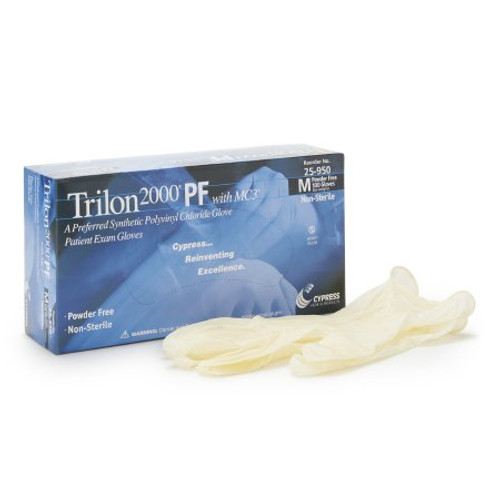 Exam Glove Trilon 2000 PF with MC3 Medium NonSterile Stretch Vinyl Standard Cuff Length Smooth Ivory Not Chemo Approved WITH PROP. 65 WARNING 25-950