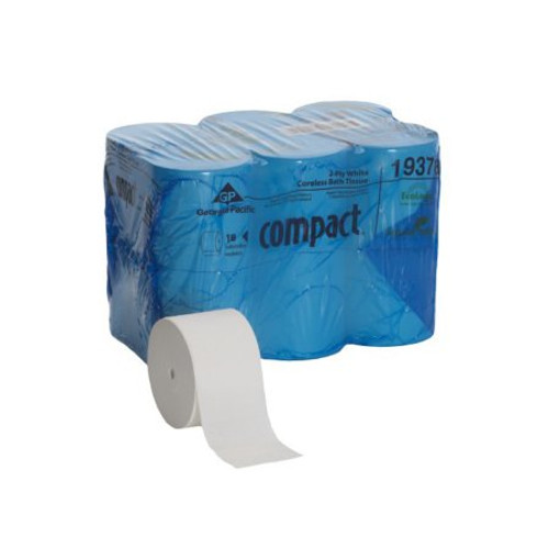 Toilet Tissue Compact White 2-Ply Standard Size Coreless Roll 1500 Sheets 3-4/5 X 4-1/20 Inch 19378