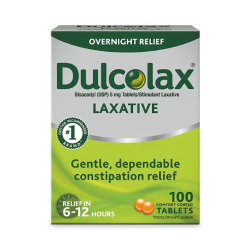 Laxative Dulcolax Tablet 100 per Box 5 mg Strength Bisacodyl USP 81421002004 Bottle/1