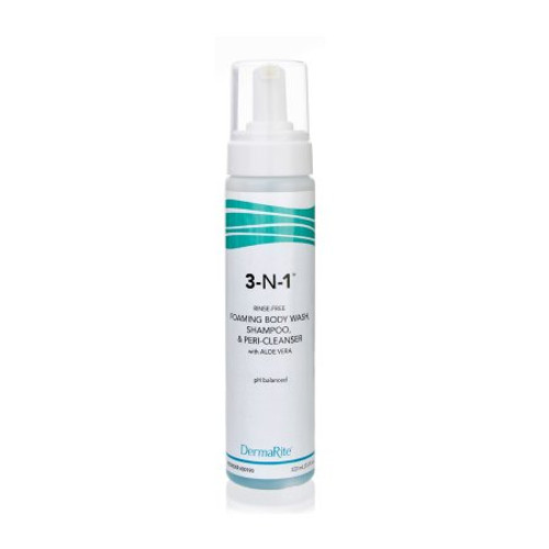 Rinse-Free Body Wash DermaRite 3-N-1 Foaming 7.5 oz. Pump Bottle Mild Scent 00190