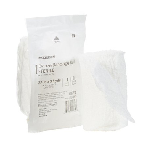 Fluff Bandage Roll McKesson Cotton 6-Ply 3-2/5 Inch X 3-3/5 Yard Roll Shape Sterile 16-4263