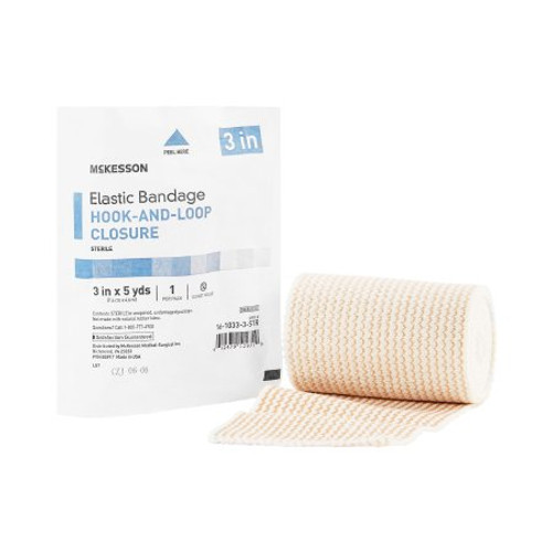 Elastic Bandage McKesson 3 Inch X 5 Yard Standard Compression Hook and Loop Closure Tan Sterile 16-1033-3-STR