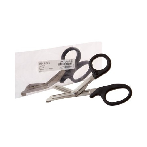 Utility Scissors McKesson 7-1/4 Inch Length Office Grade Stainless Steel / Plastic NonSterile Finger Ring Handle Angled Blunt Tip / Blunt Tip 01-320BKGM